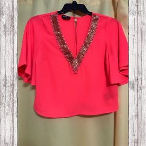 BRAND NEW BEBE NEON ORANGE NIGHT OUT TOP SIZE M